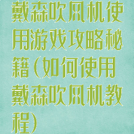 戴森吹风机使用游戏攻略秘籍(如何使用戴森吹风机教程)