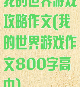 我的世界游戏攻略作文(我的世界游戏作文800字高中)