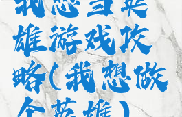 我想当英雄游戏攻略(我想做个英雄)