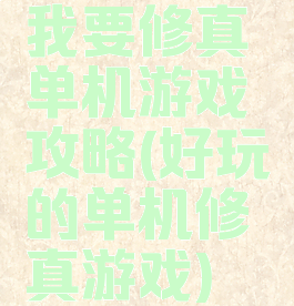 我要修真单机游戏攻略(好玩的单机修真游戏)