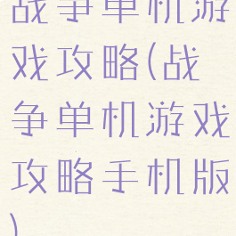 战争单机游戏攻略(战争单机游戏攻略手机版)