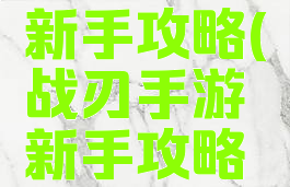 战刃手游新手攻略(战刃手游新手攻略技巧)