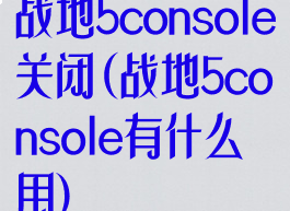 战地5console关闭(战地5console有什么用)