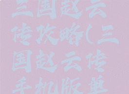 战棋单机三国赵云传攻略(三国赵云传手机版单机攻略)