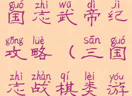 战棋游戏三国志武帝纪攻略(三国志战棋类游戏)