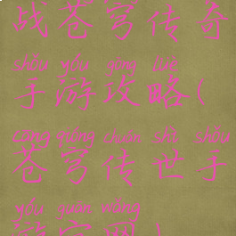 战苍穹传奇手游攻略(苍穹传世手游官网)