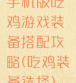 手机版吃鸡游戏装备搭配攻略(吃鸡装备选择)