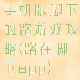 手机版脚下的路游戏攻略(路在脚下app)