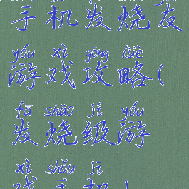 手机发烧友游戏攻略(发烧级游戏手机)