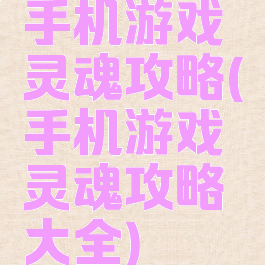 手机游戏灵魂攻略(手机游戏灵魂攻略大全)