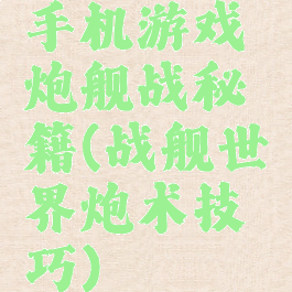 手机游戏炮舰战秘籍(战舰世界炮术技巧)