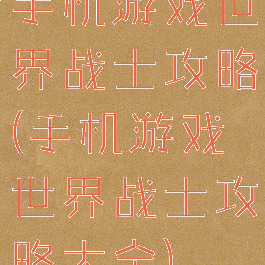 手机游戏世界战士攻略(手机游戏世界战士攻略大全)