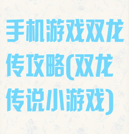 手机游戏双龙传攻略(双龙传说小游戏)