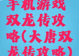 手机游戏双龙传攻略(大唐双龙传攻略)
