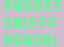 手机游戏天下攻略(天下手游最新攻略)