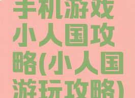 手机游戏小人国攻略(小人国游玩攻略)