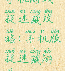 手机游戏捉迷藏攻略(手机版捉迷藏游戏)