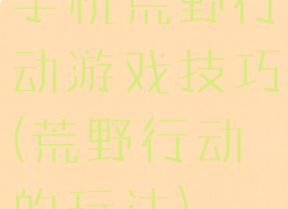 手机荒野行动游戏技巧(荒野行动的玩法)