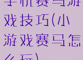 手机赛马游戏技巧(小游戏赛马怎么玩)