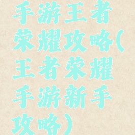 手游王者荣耀攻略(王者荣耀手游新手攻略)