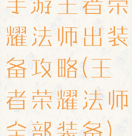 手游王者荣耀法师出装备攻略(王者荣耀法师全部装备)