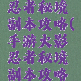手游火影忍者秘境副本攻略(手游火影忍者秘境副本攻略图)