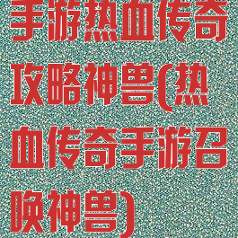 手游热血传奇攻略神兽(热血传奇手游召唤神兽)