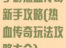 手游热血传奇新手攻略(热血传奇玩法攻略大全)