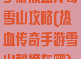 手游热血传奇雪山攻略(热血传奇手游雪山秘境在哪)