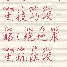 手游绝地求生技巧攻略(绝地求生玩法攻略)