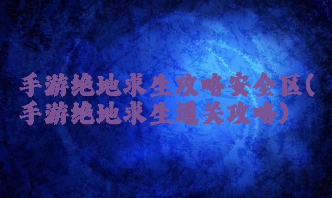 手游绝地求生攻略安全区(手游绝地求生通关攻略)