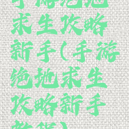 手游绝地求生攻略新手(手游绝地求生攻略新手教程)