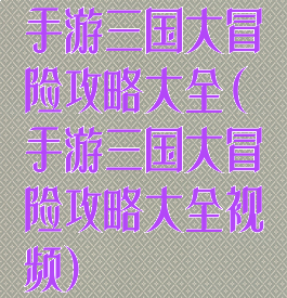 手游三国大冒险攻略大全(手游三国大冒险攻略大全视频)