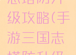手游三国志塔防升级攻略(手游三国志塔防升级攻略大全)