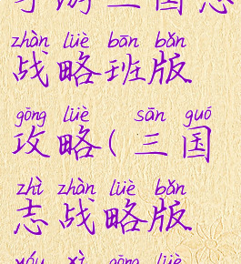手游三国志战略班版攻略(三国志战略版游戏攻略)