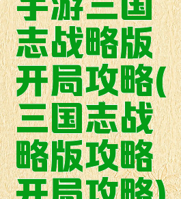 手游三国志战略版开局攻略(三国志战略版攻略开局攻略)