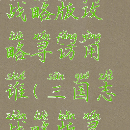 手游三国志战略版攻略寻访用谁(三国志战略版寻访怎么用)