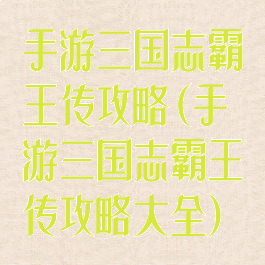 手游三国志霸王传攻略(手游三国志霸王传攻略大全)