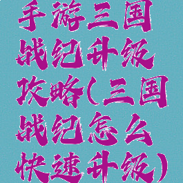 手游三国战纪升级攻略(三国战纪怎么快速升级)