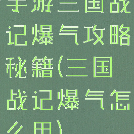 手游三国战记爆气攻略秘籍(三国战记爆气怎么用)