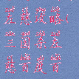 手游三国杀左慈攻略(三国杀左慈百度百科)