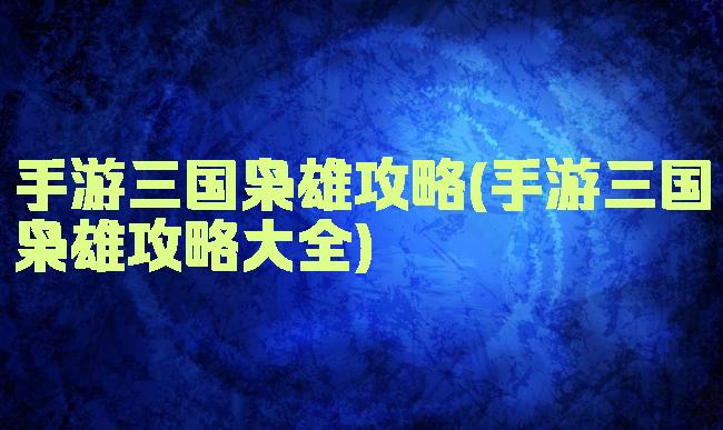 手游三国枭雄攻略(手游三国枭雄攻略大全)