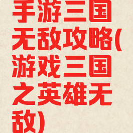 手游三国无敌攻略(游戏三国之英雄无敌)