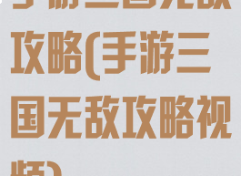 手游三国无敌攻略(手游三国无敌攻略视频)