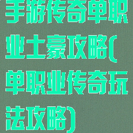手游传奇单职业土豪攻略(单职业传奇玩法攻略)