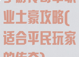 手游传奇单职业土豪攻略(适合平民玩家的传奇)