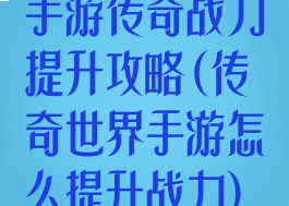 手游传奇战力提升攻略(传奇世界手游怎么提升战力)