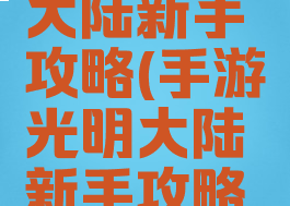 手游光明大陆新手攻略(手游光明大陆新手攻略图)
