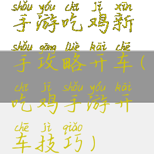 手游吃鸡新手攻略开车(吃鸡手游开车技巧)