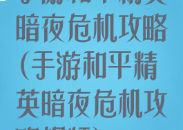 手游和平精英暗夜危机攻略(手游和平精英暗夜危机攻略视频)